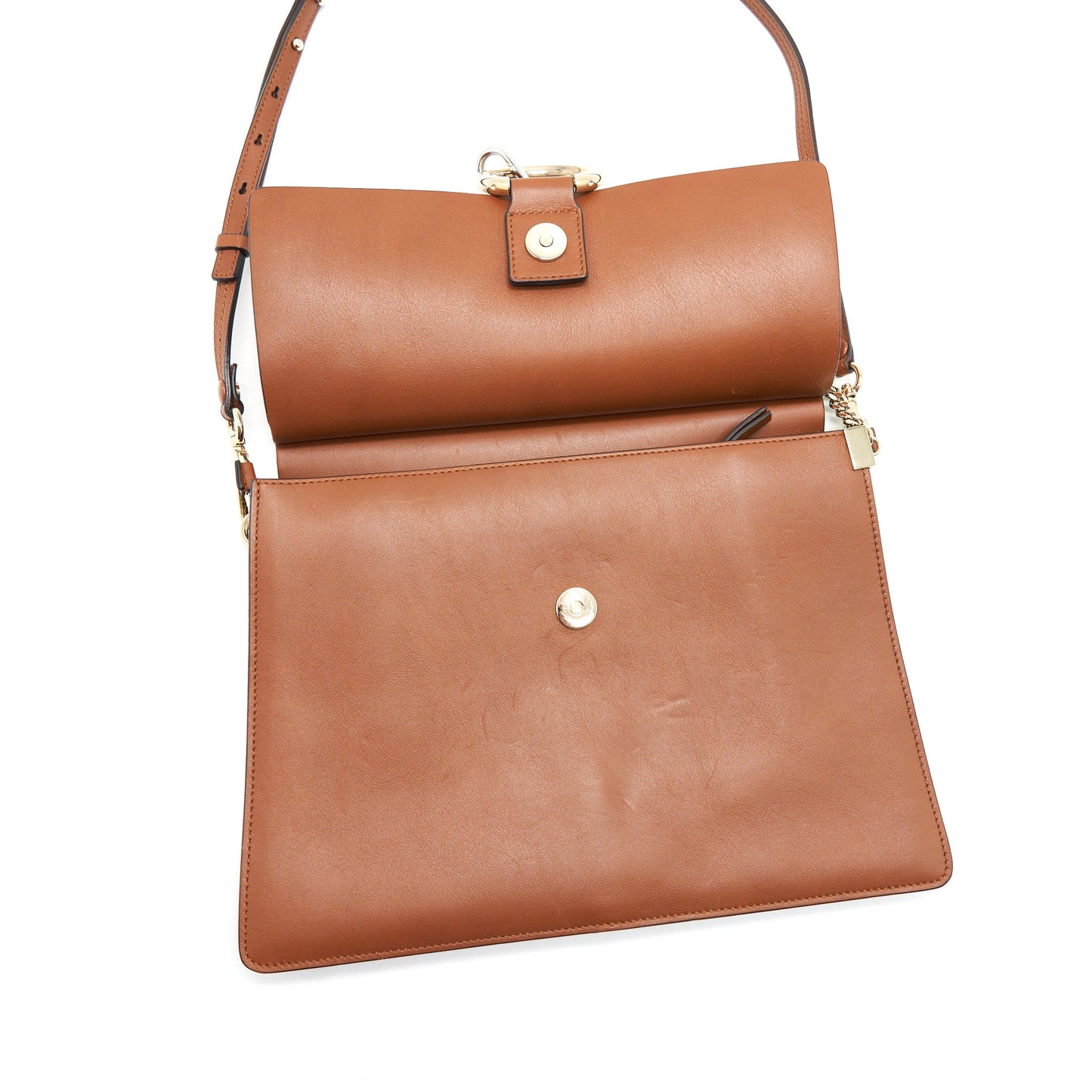 Chloe Faye Shoulder Bag in Suede Leather and Calfskin Brown