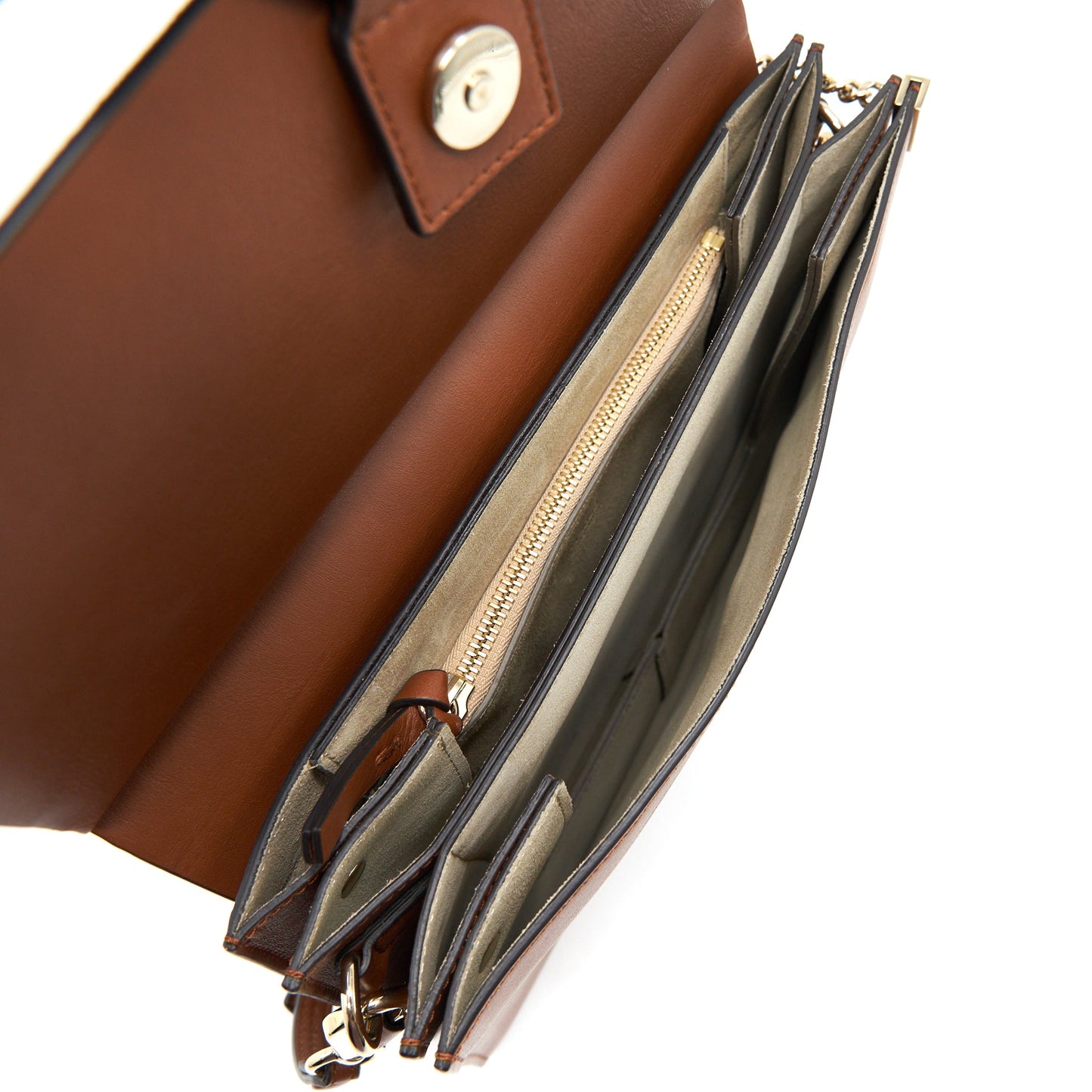 Chloe Faye Shoulder Bag in Suede Leather and Calfskin Brown