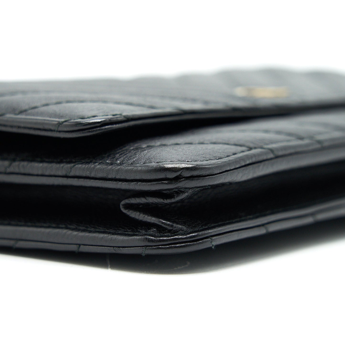 CHANEL CHEVRON WALLET ON CHAIN BLACK GHW CALFSKIN