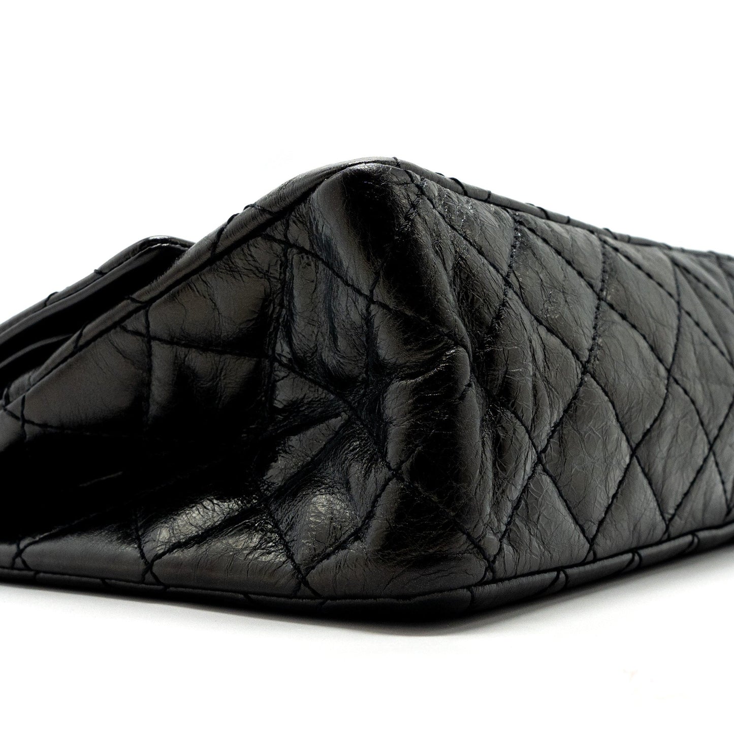 Chanel 2.55 226 Reissue Double Flap Bag Grained Calfskin Black SHW