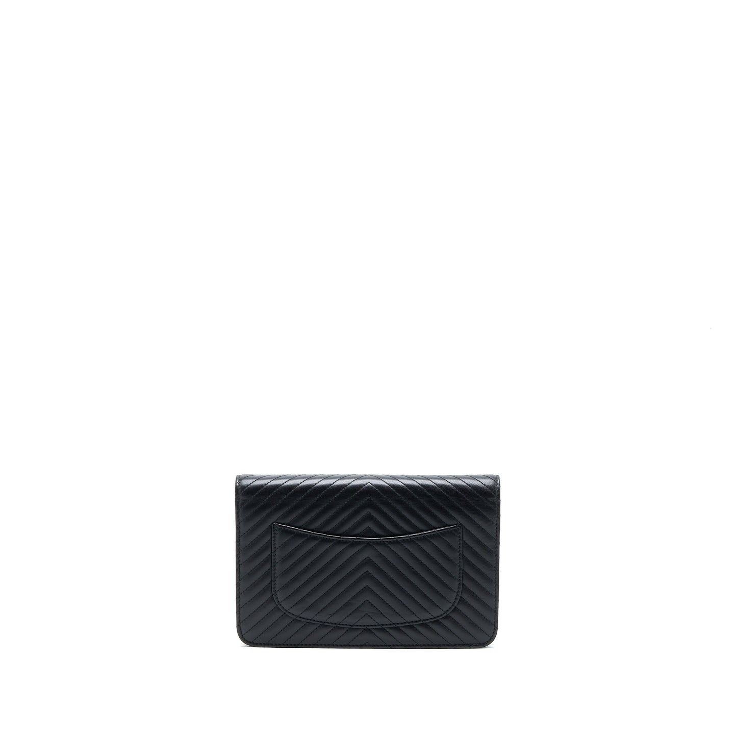 Chanel Chevron Wallet On Chain Black with Black Hardware