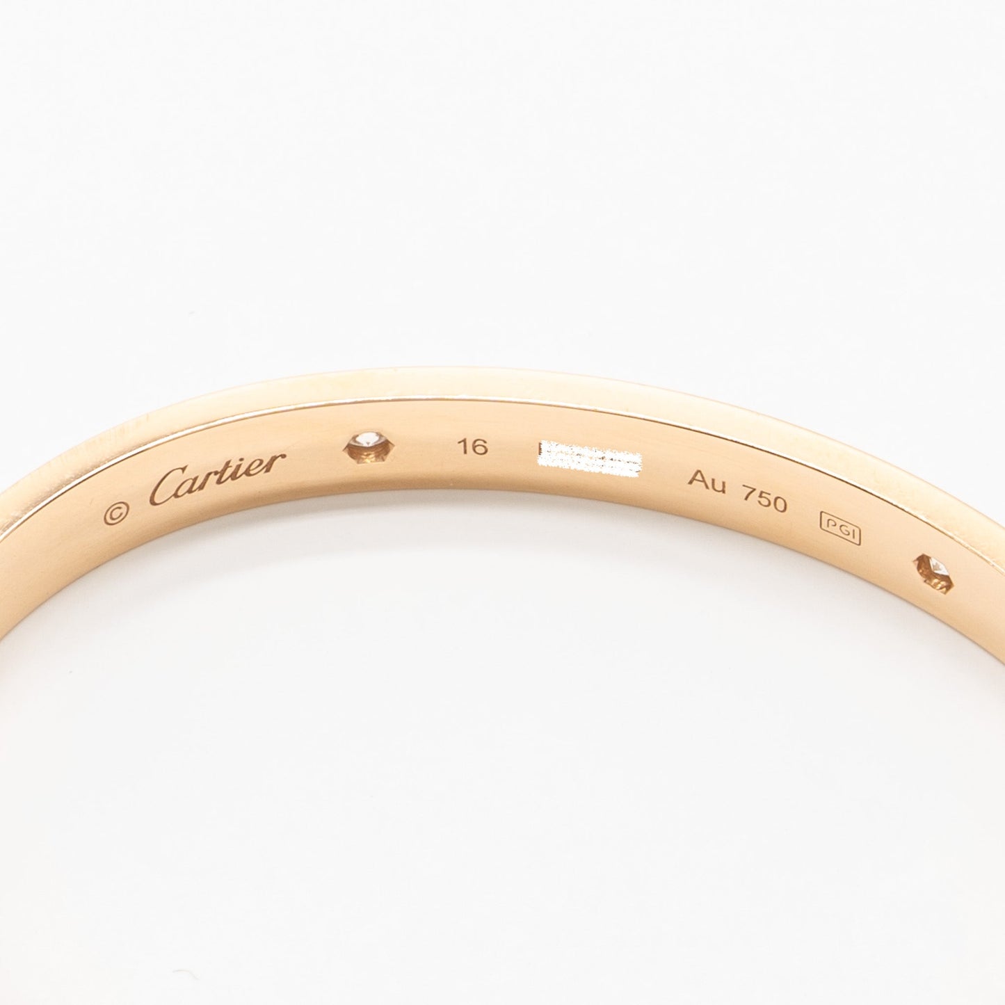 Cartier size 16 love bracelet Rose gold, 4 diamonds