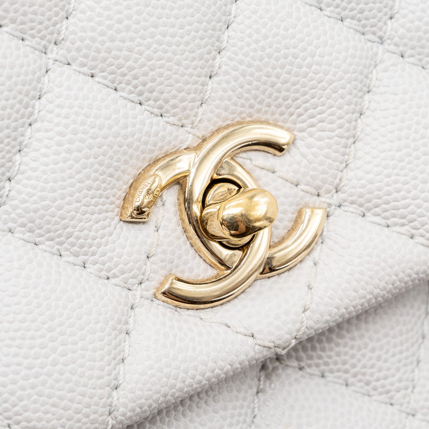 Chanel small coco handle caviar light grey LGHW