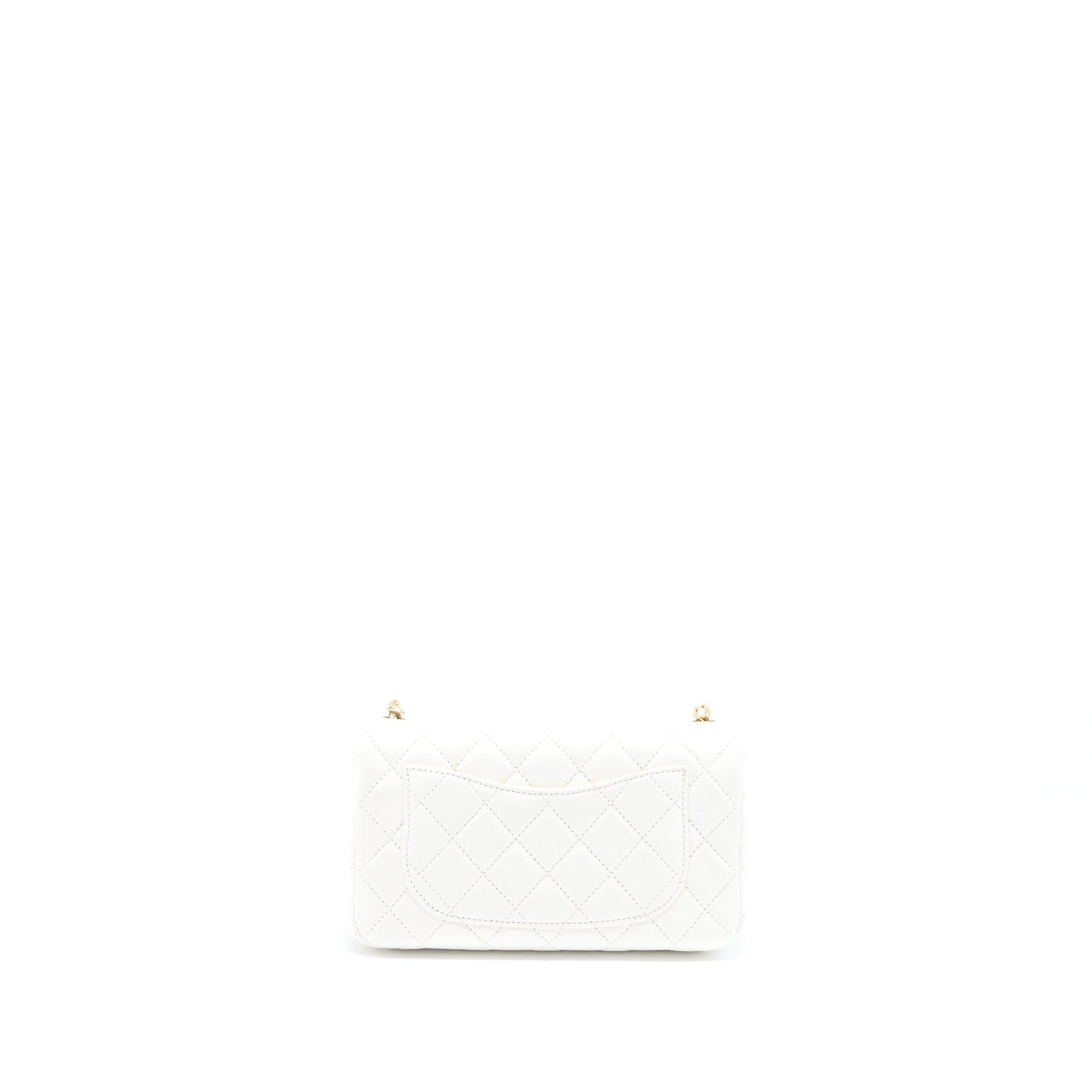 Chanel Pearl Crush Mini Rectangular Flap Bag Lambskin White GHW