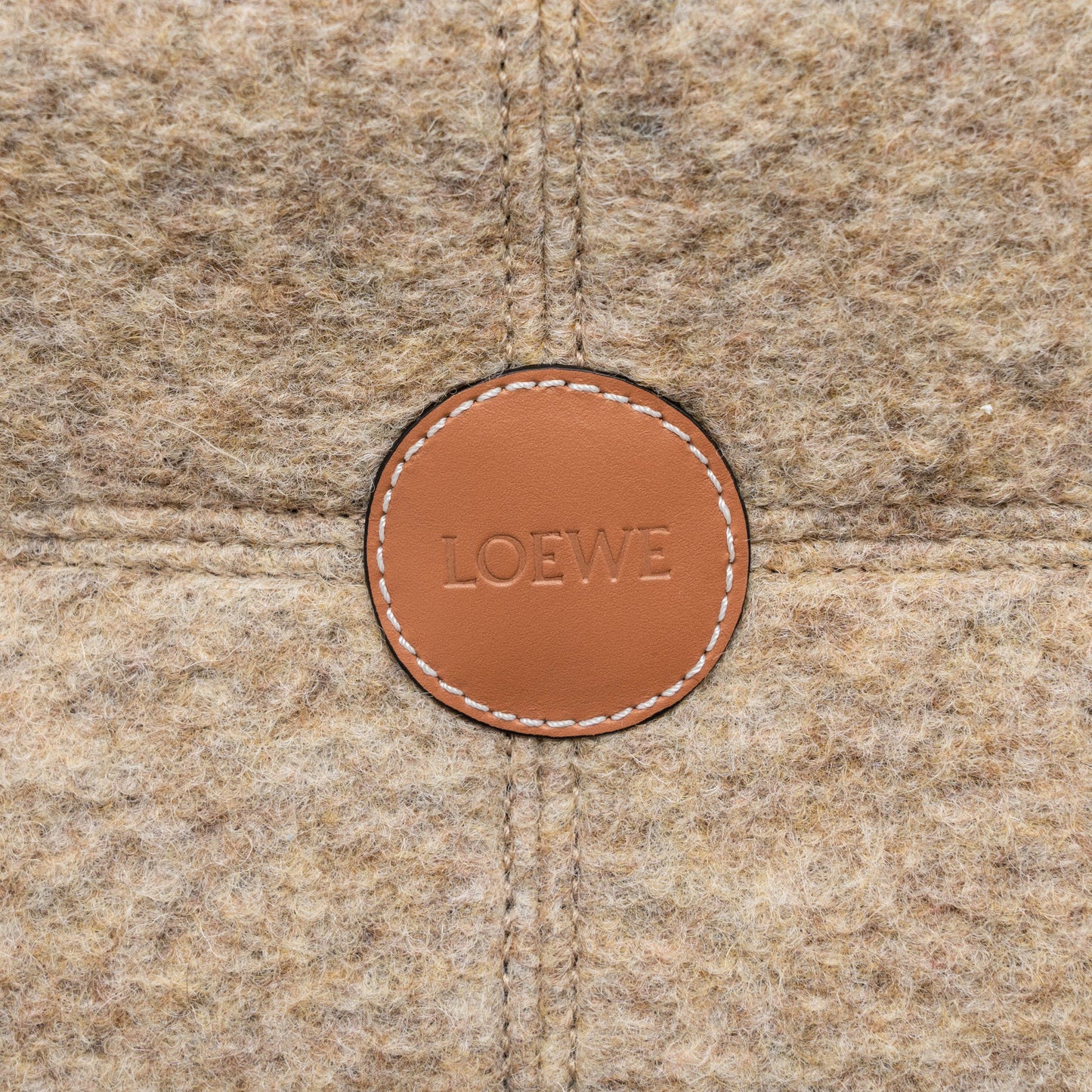 Loewe Cushion Tote Bag Felt/Leather Camel