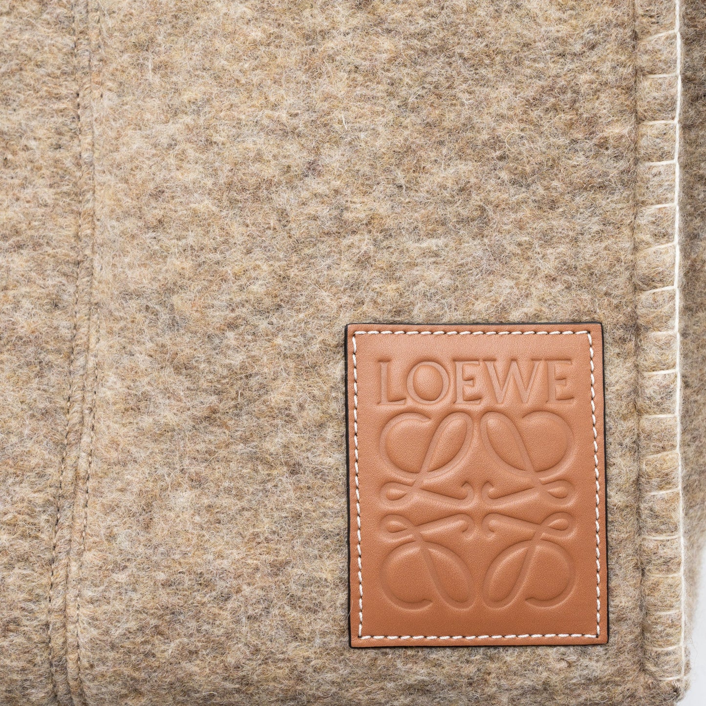 Loewe Cushion Tote Bag Felt/Leather Camel