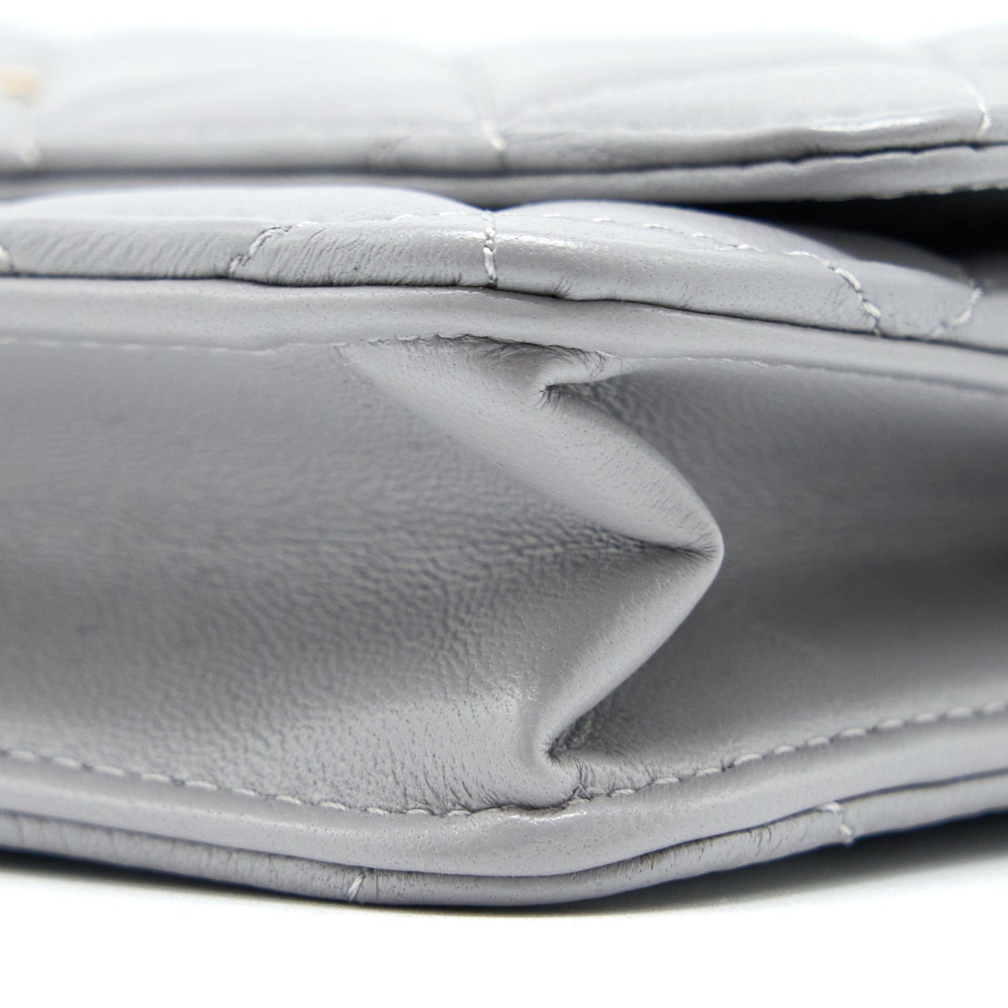 Chanel Pearl Crush Wallet on Chain Lambskin Light Grey GHW (Microchip)