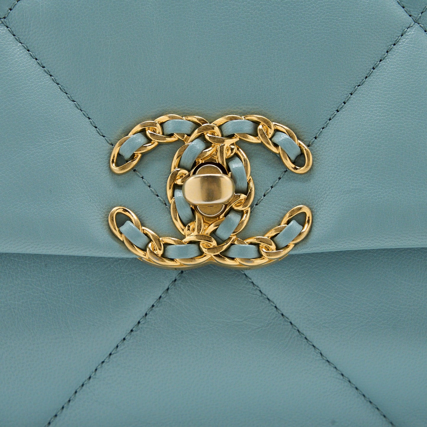 Chanel Small 19 Bag Lambskin Light Blue Multicolour Hardware