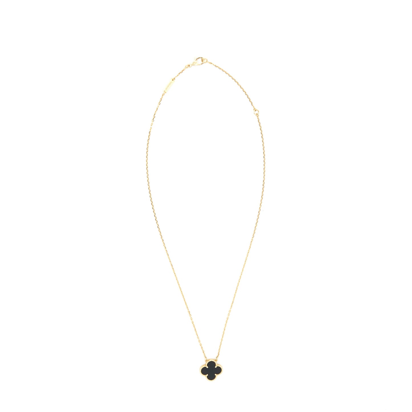 Van Cleef And Arpels Vintage Alhambra Pendant Yellow Gold Oynx