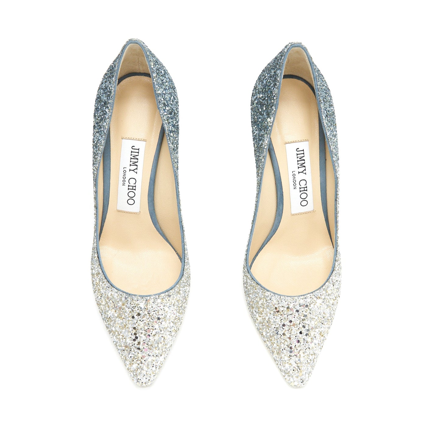 Jimmy Choo size 35 Romy 85 Silver / Dusk Blue