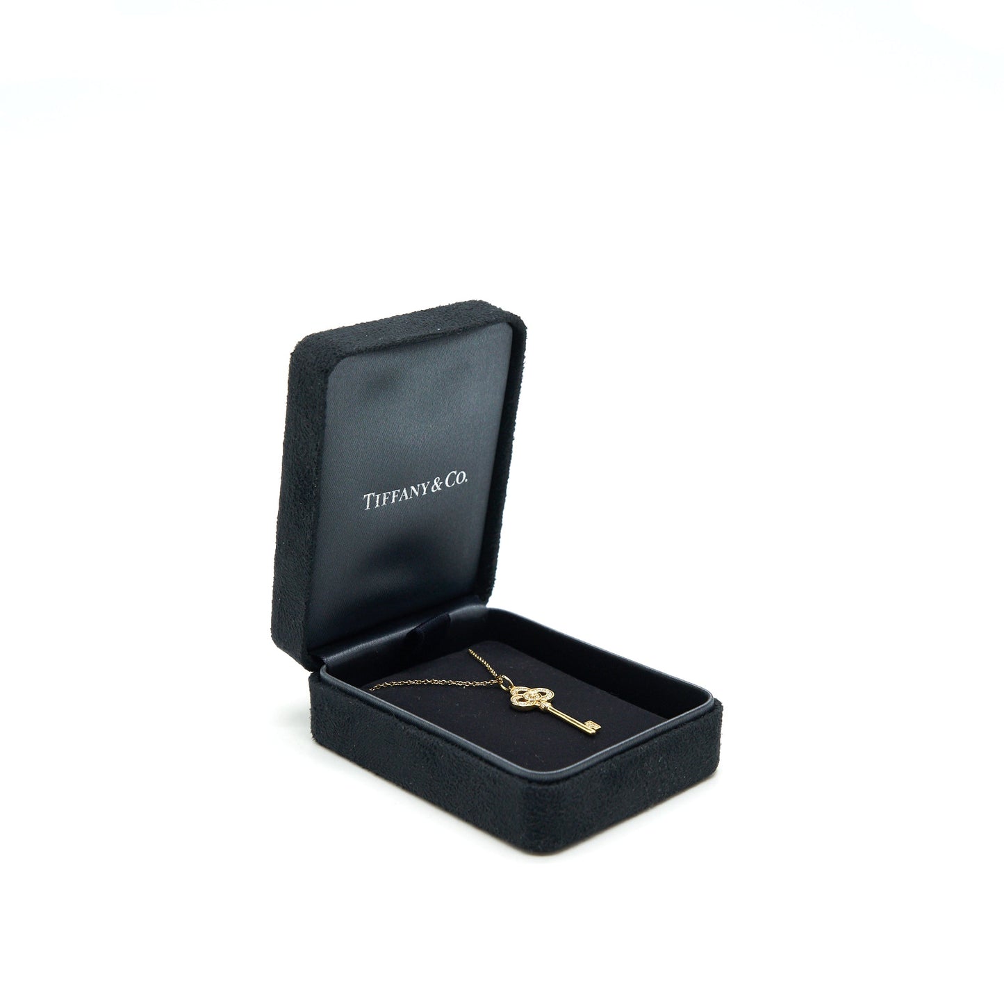 Tiffany Mini Crown Key Pendant with Chain 18K Gold