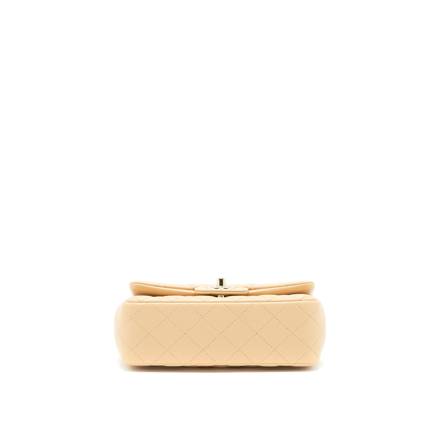 Chanel Mini Rectangular Lambskin Light Beige LGHW(microchip)