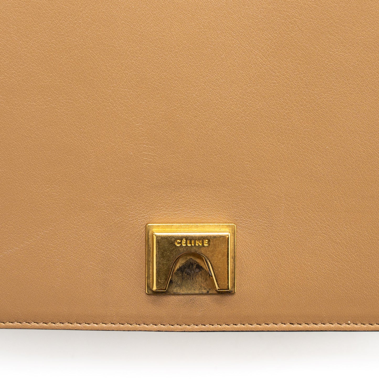 Celine Frame Bag Calfskin Cream/Brown Brushed GHW