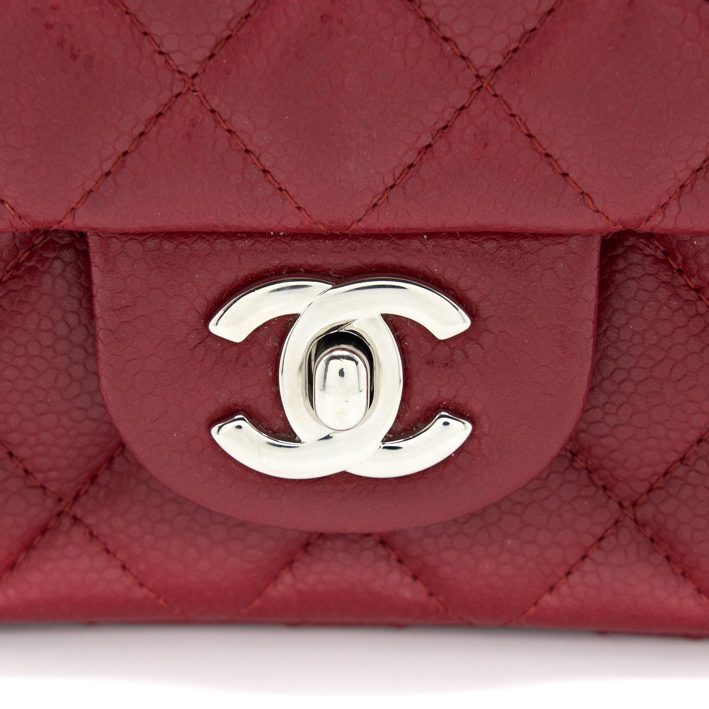 Chanel Mini Rectangular Flap Bag Caviar Red SHW