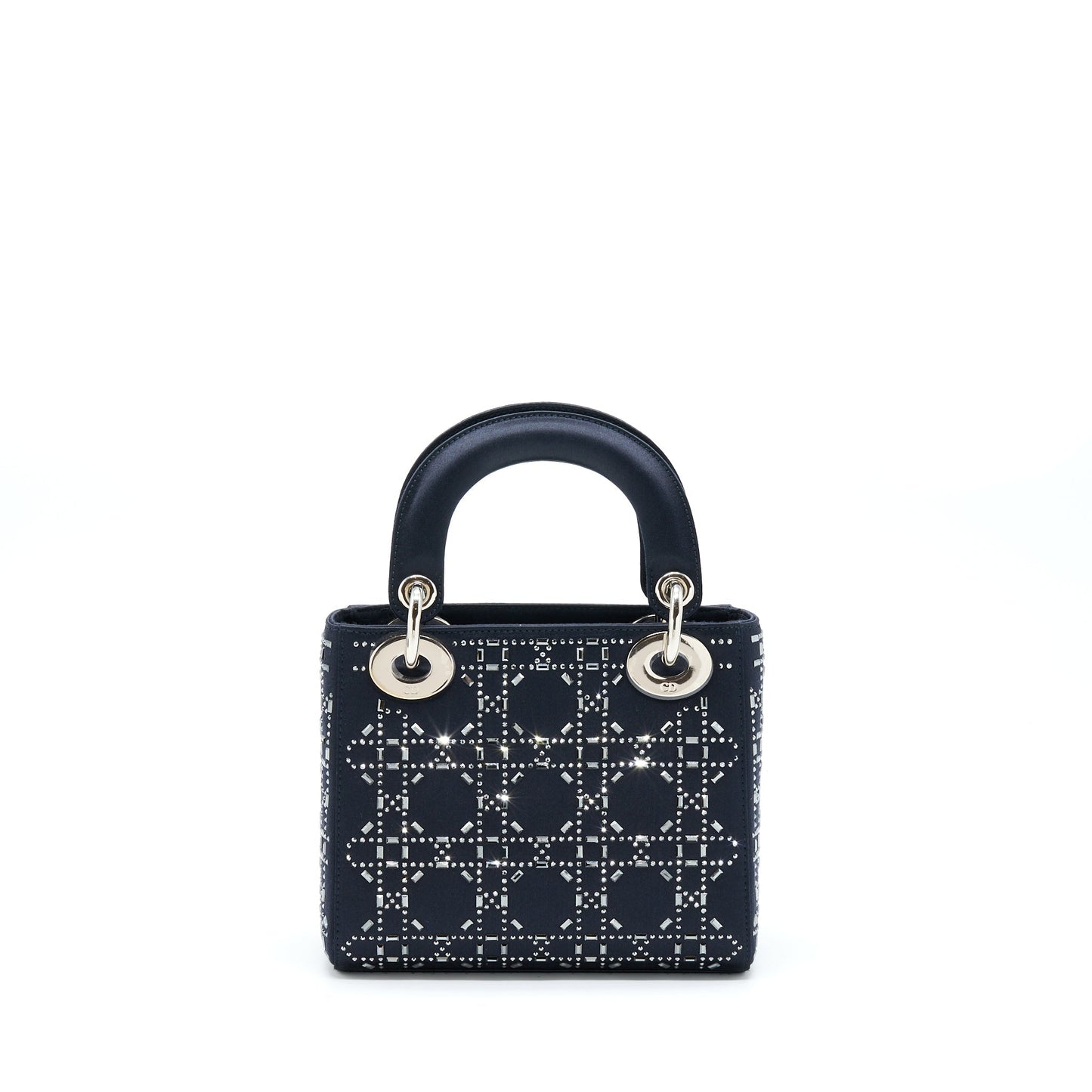 Luxury Dior Mini Lady Luxury Dior Satin Crystal Cannage Dark Blue SHW