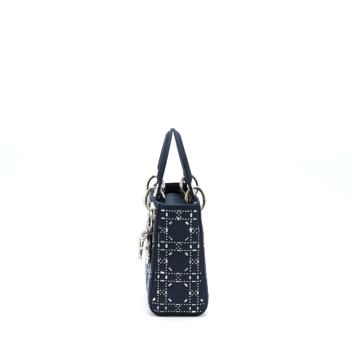 Luxury Dior Mini Lady Luxury Dior Satin Crystal Cannage Dark Blue SHW