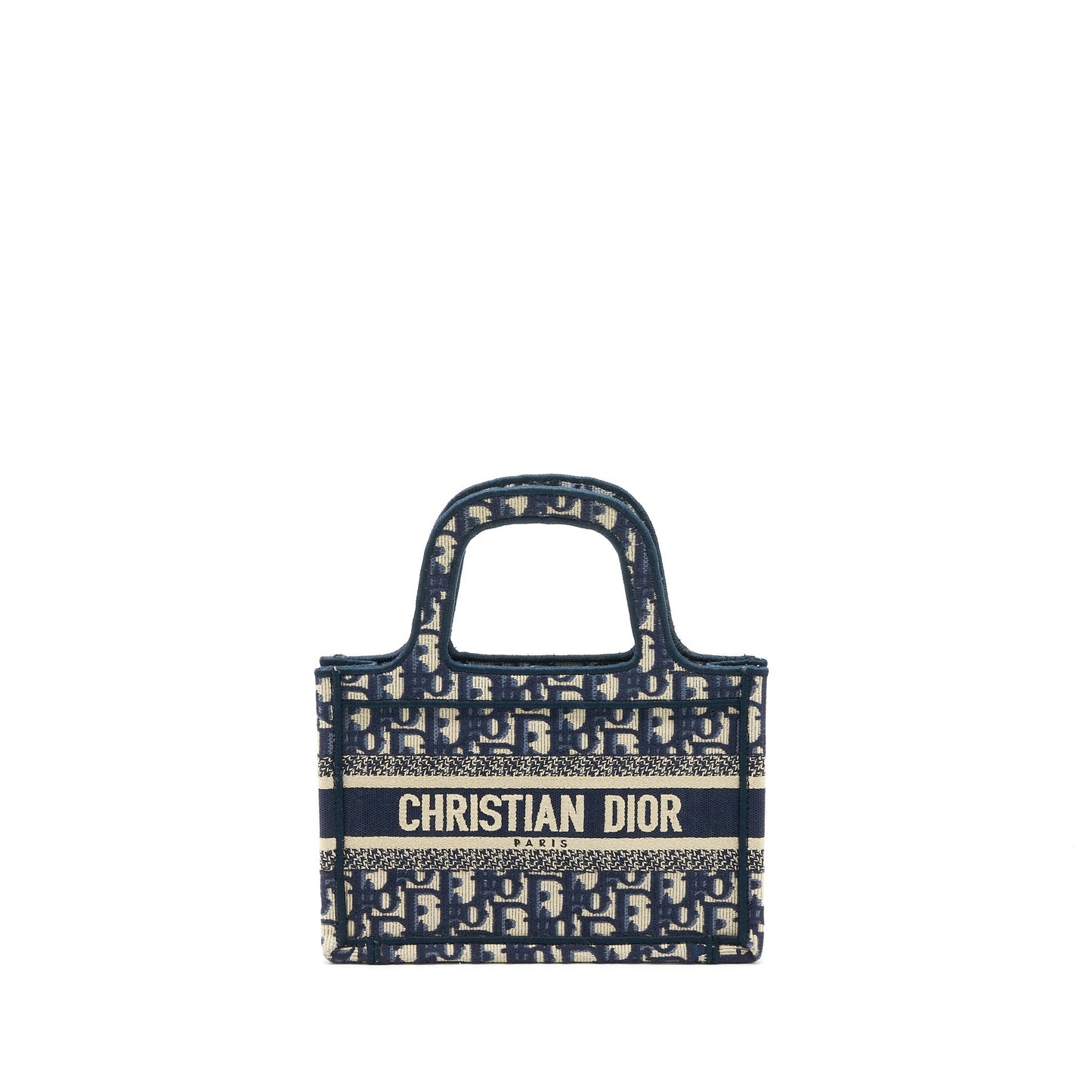 Luxury Dior Mini Book Tote Blue Oblique Embroidery
