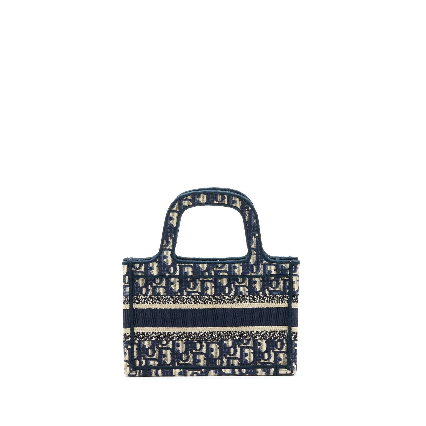 Luxury Dior Mini Book Tote Blue Oblique Embroidery