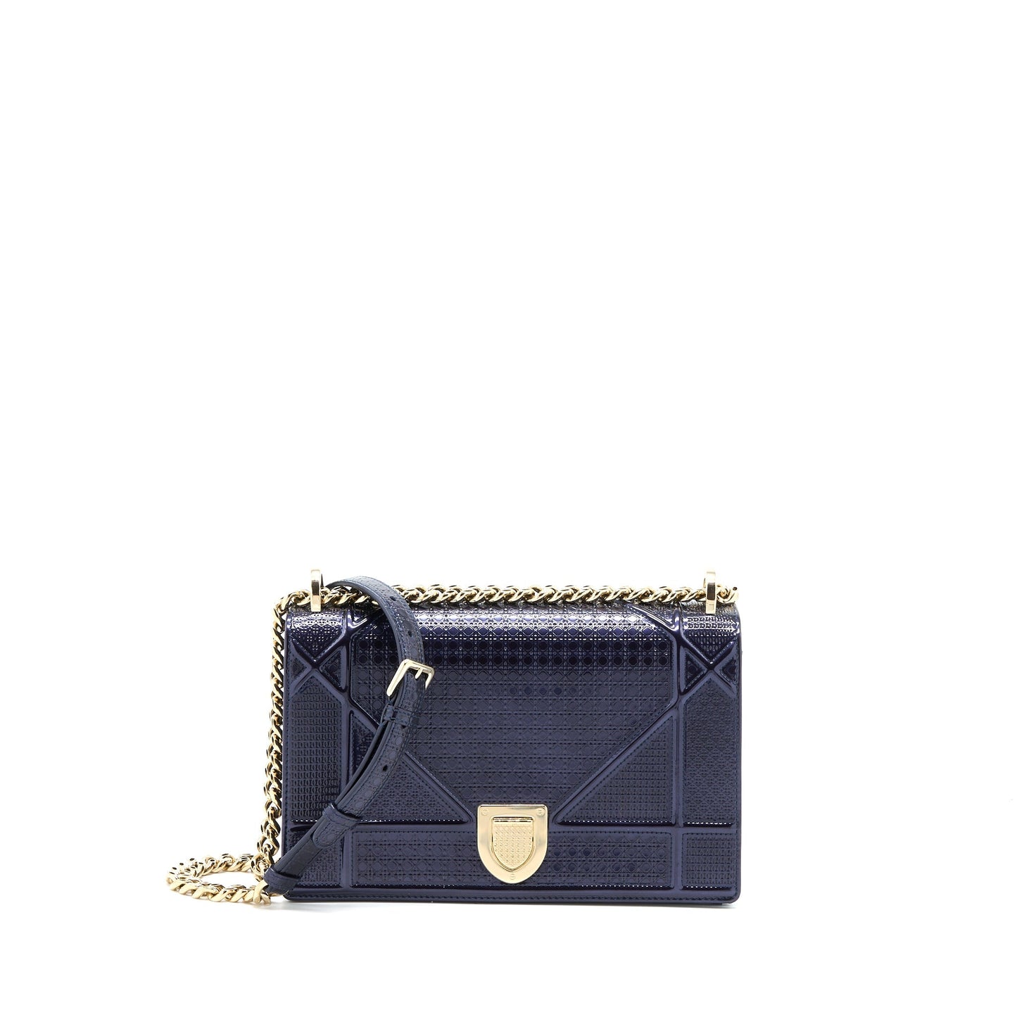 Luxury Dior Medium Luxury Diorama Calfskin Metallic Navy LGHW