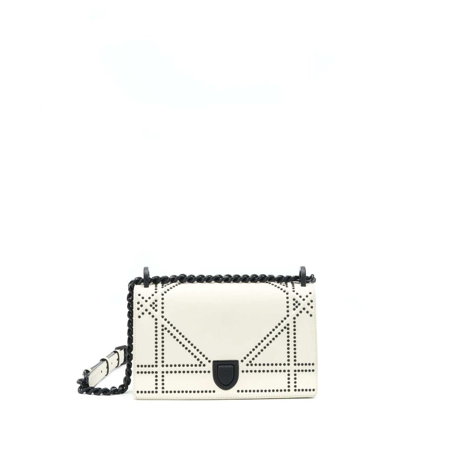 Luxury Dior Small Luxury Diorama Studded White With Black Hardware