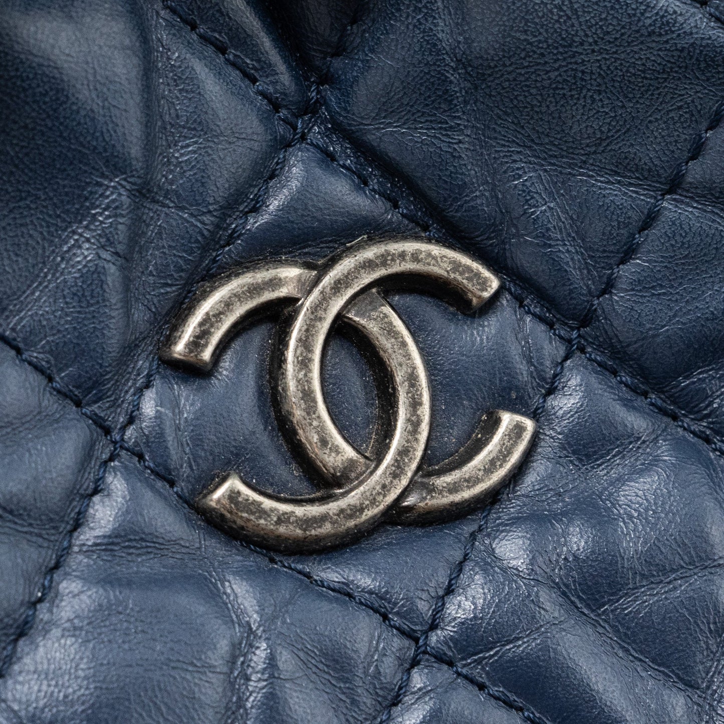 Chanel Small Gabrielle Backpack Aged Calfskin Navy Blue/ Black Ruthenium Hardware
