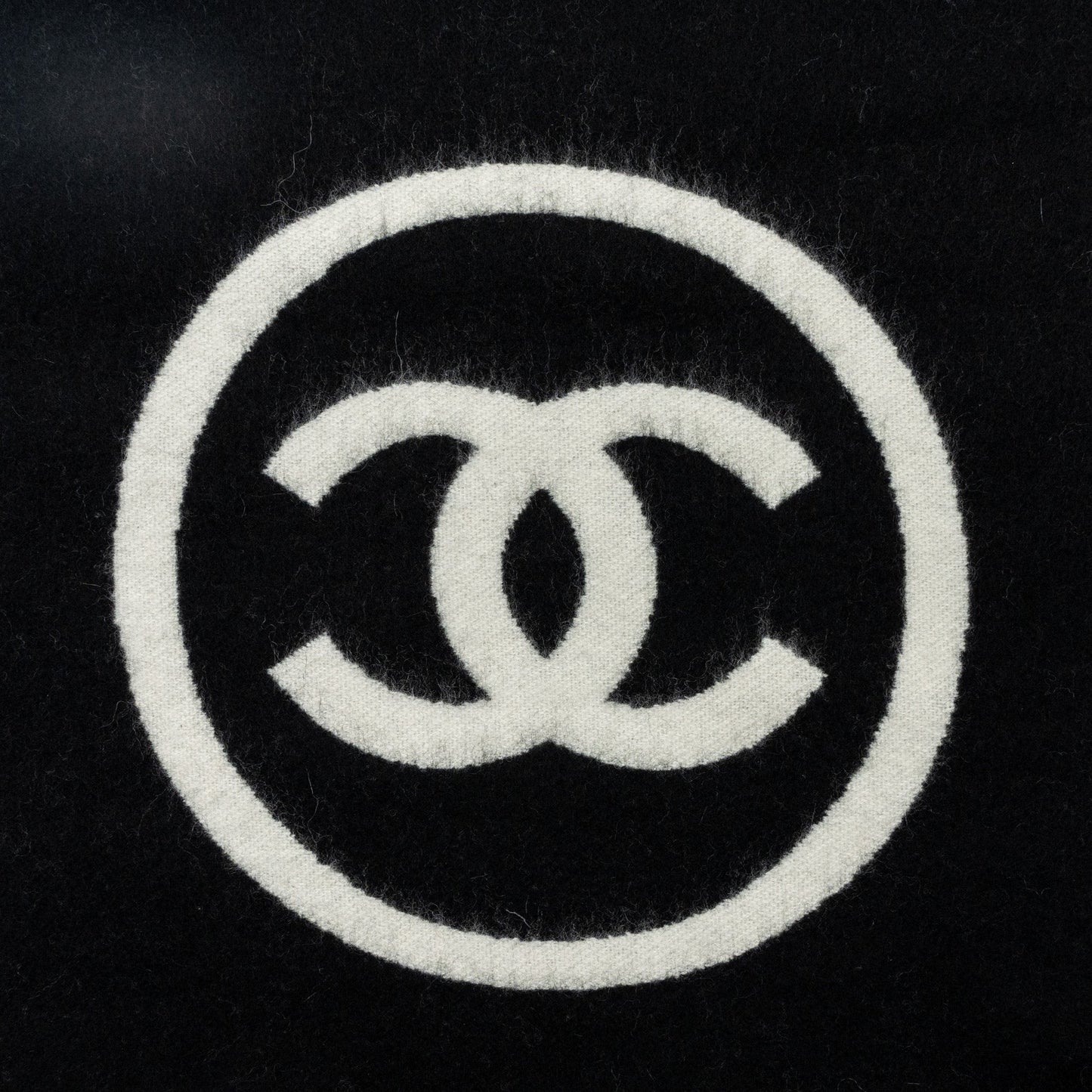 Chanel Letter/ CC Logo Cashmere Scarf Black/White
