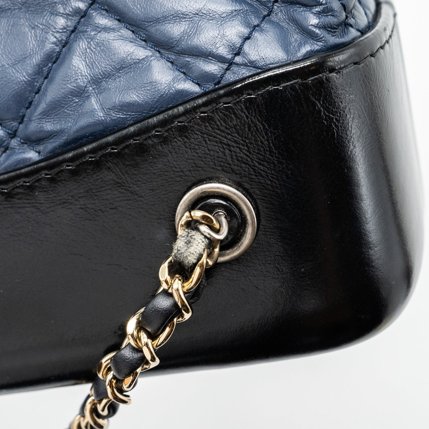 Chanel Small Gabrielle Backpack Aged Calfskin Navy Blue/ Black Ruthenium Hardware