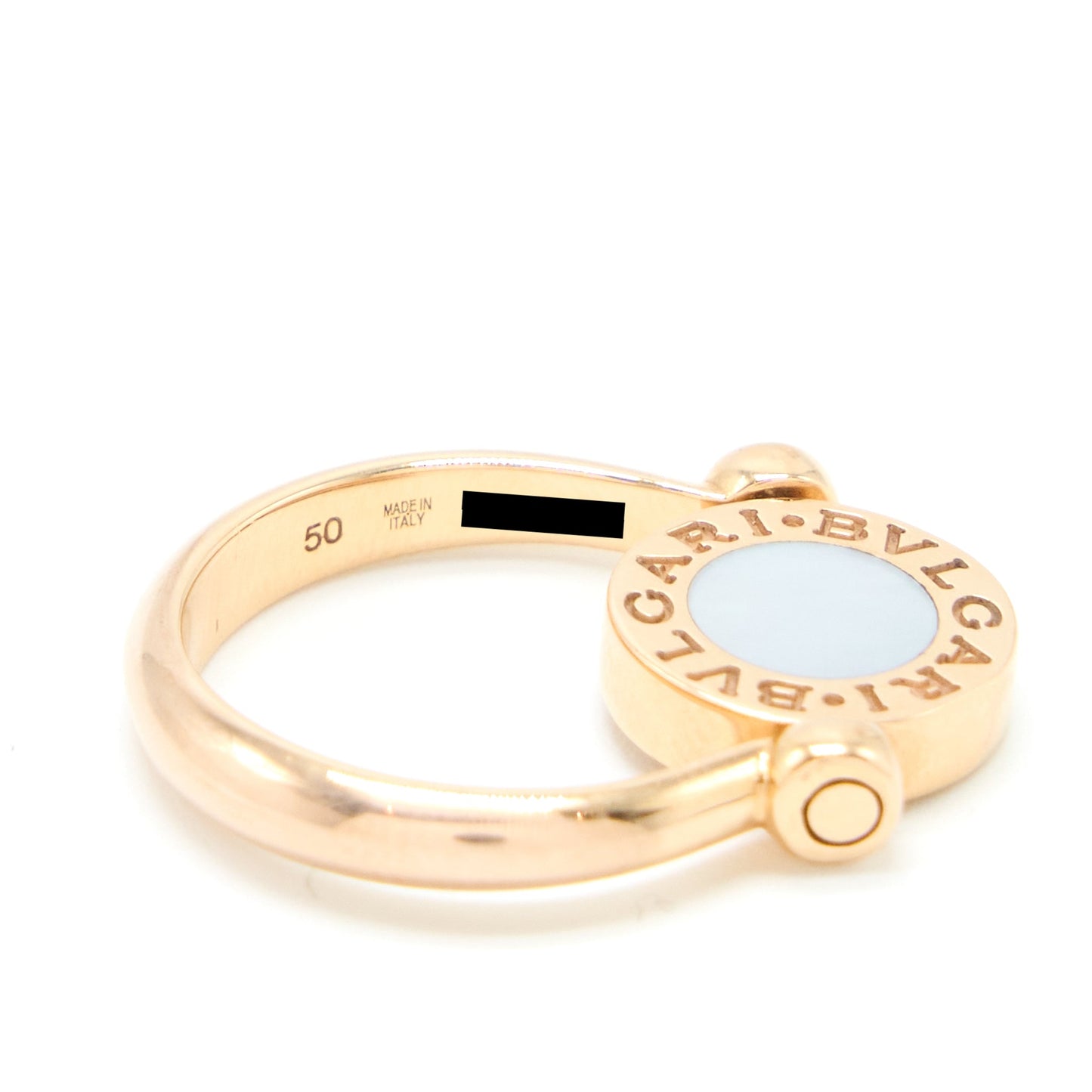 Bvlgari Size 50 Flip Ring Mother of Pearl/Onyx Rose Gold