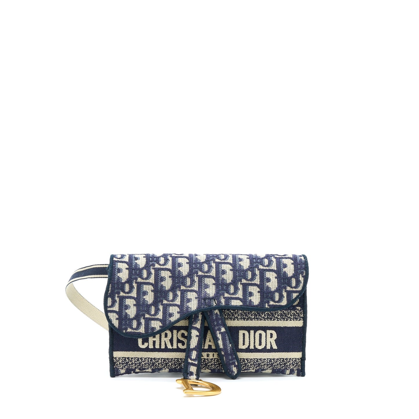 Luxury Dior Saddle Slim Pouch Blue Luxury Dior Oblique Embroidery