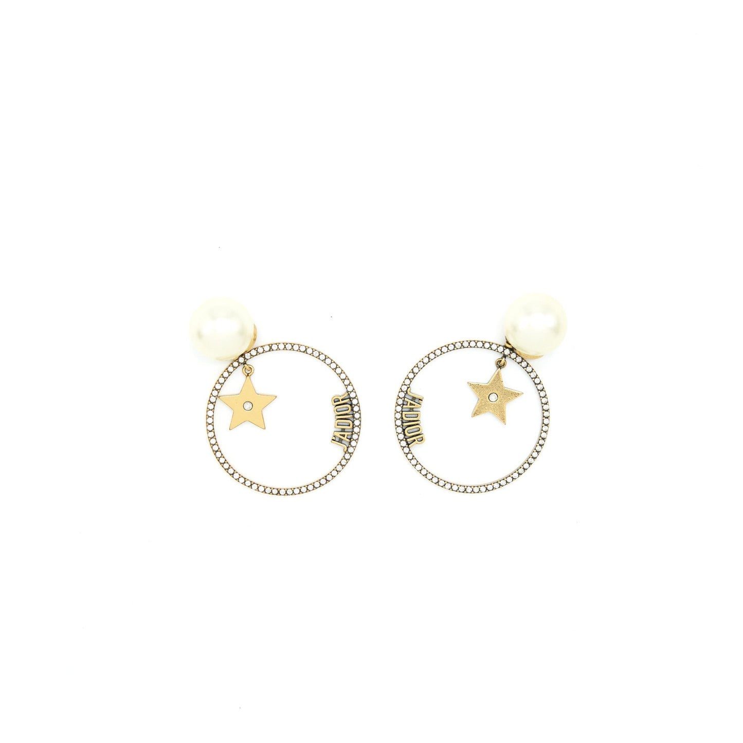 Luxury Dior J'aLuxury Dior Round Drop Pearl Earrings With Crystal GHW