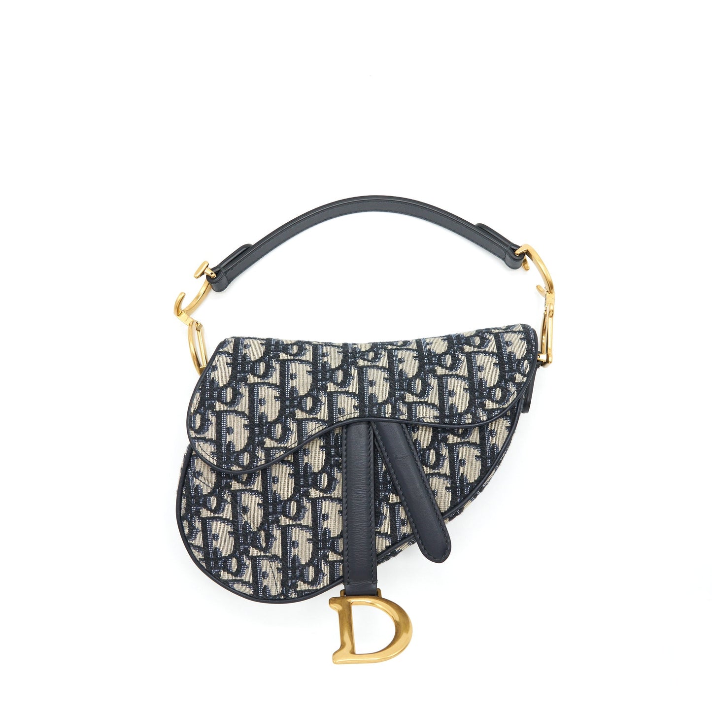 Luxury Dior Mini Saddle Blue Oblique GHW