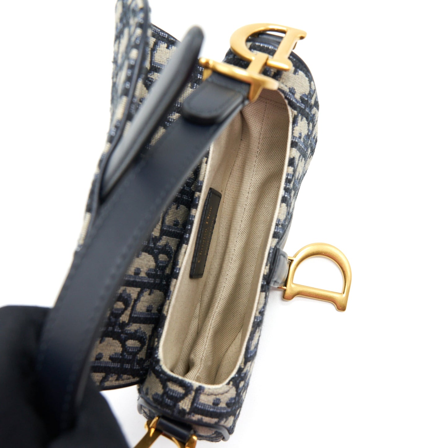 Luxury Dior Mini Saddle Blue Oblique GHW