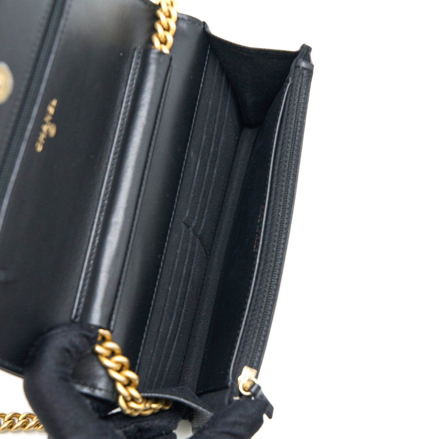Chanel Boy Wallet on Chain Caviar Black GHW (Microchip)