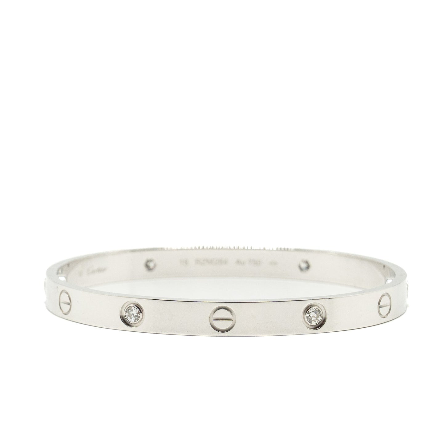 Cartier Size 18 Love Bracelet White Gold, 4 Diamonds