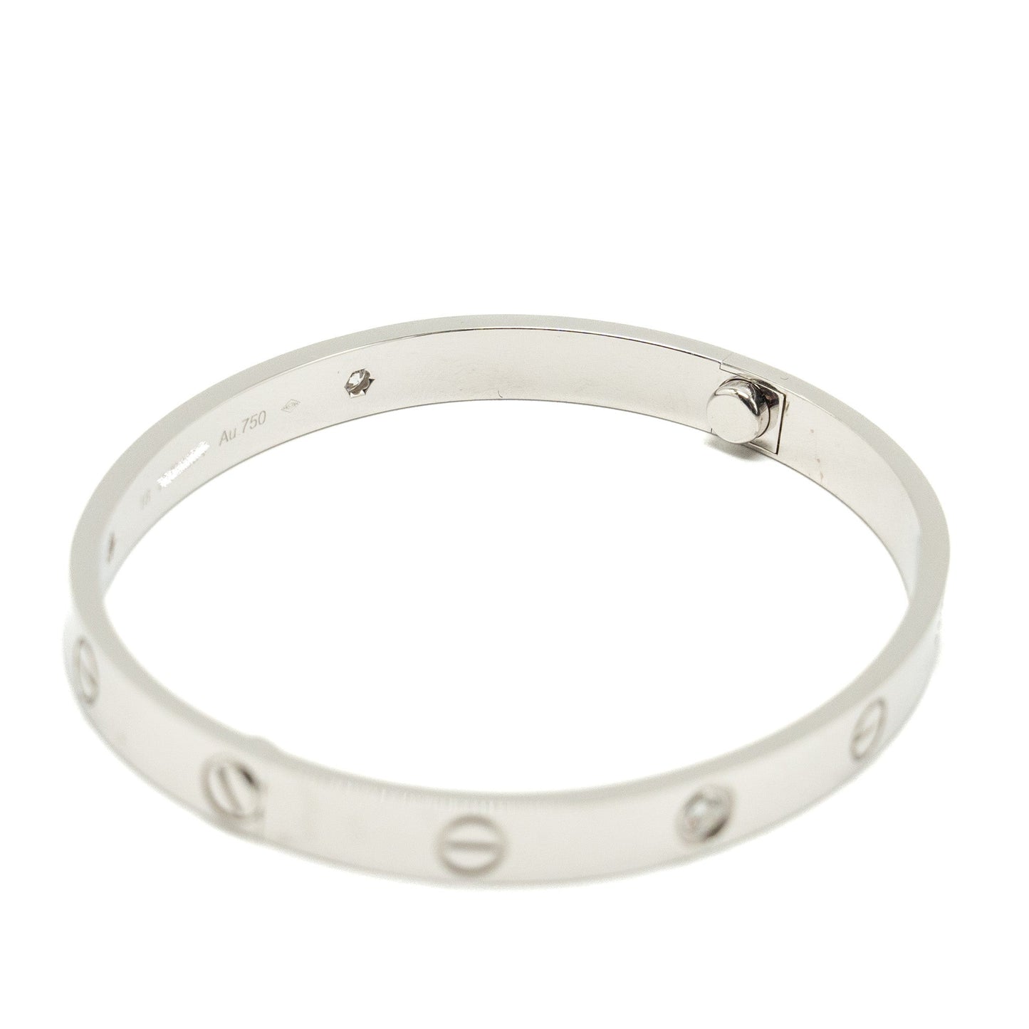 Cartier Size 18 Love Bracelet White Gold, 4 Diamonds
