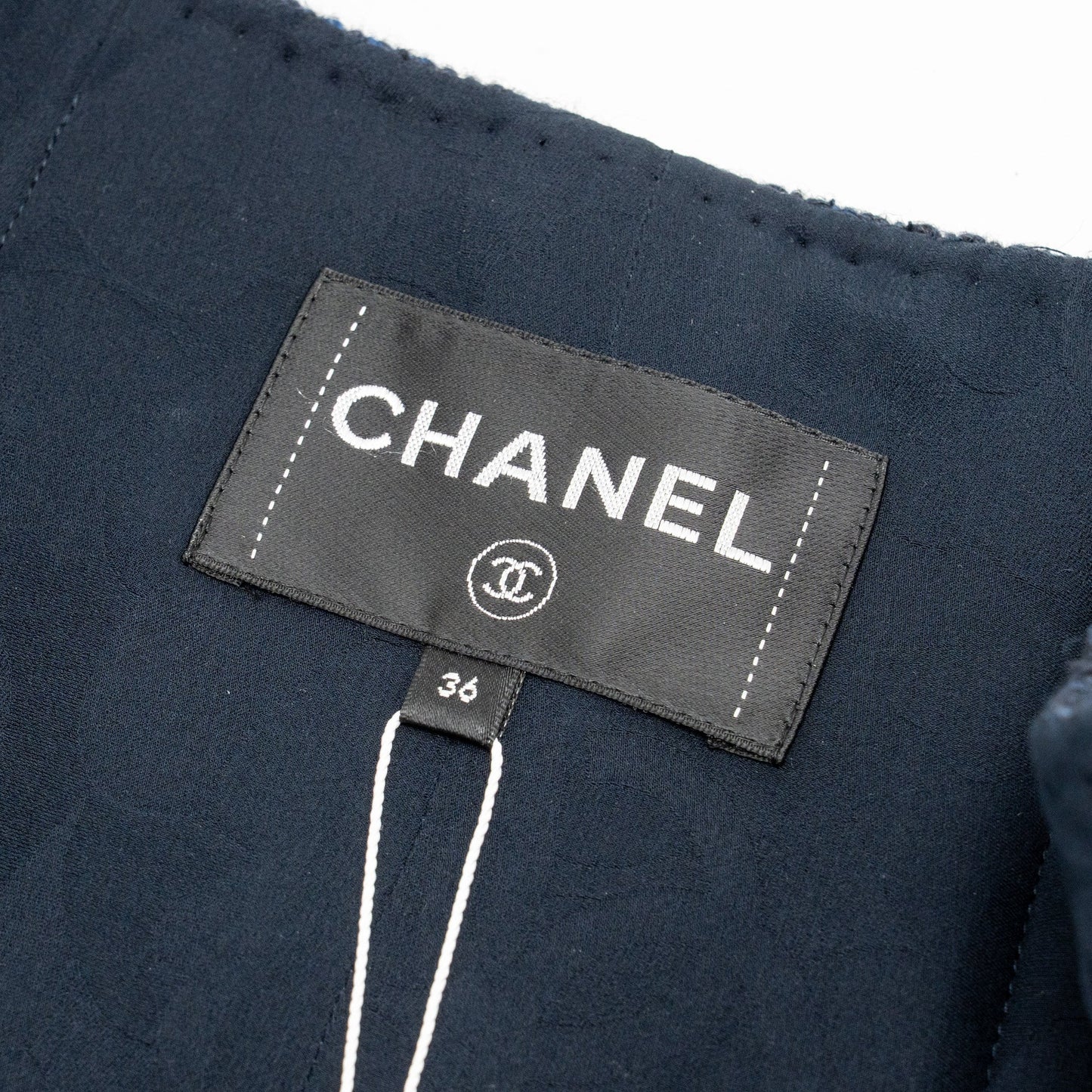 Chanel Size 36 21B Crystal Button Jacket Wool/Polyamide Navy Blue