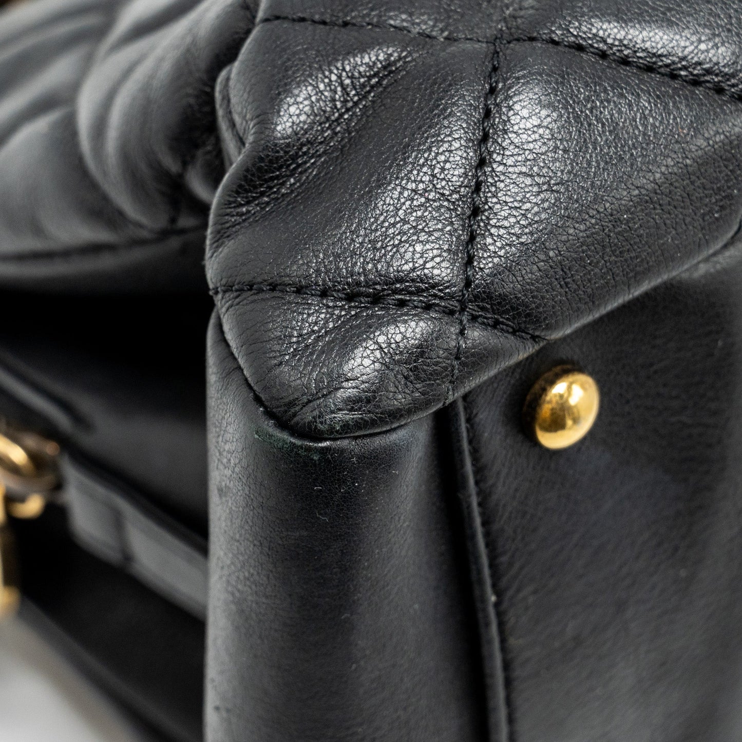 CHANEL Small Quilted CC Crown Tote Bag Calfskin Black Brushed GHW
