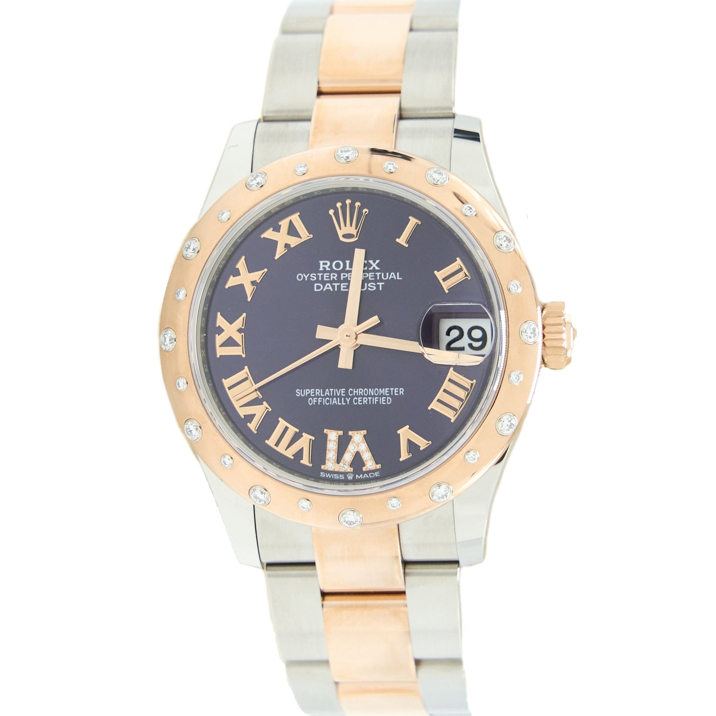 Rolex Datejust 31 Oystersteel, Everose Gold And Diamonds With Aubergine Diamond Set Dial And Oyster Bracelet M278341RBR-0019