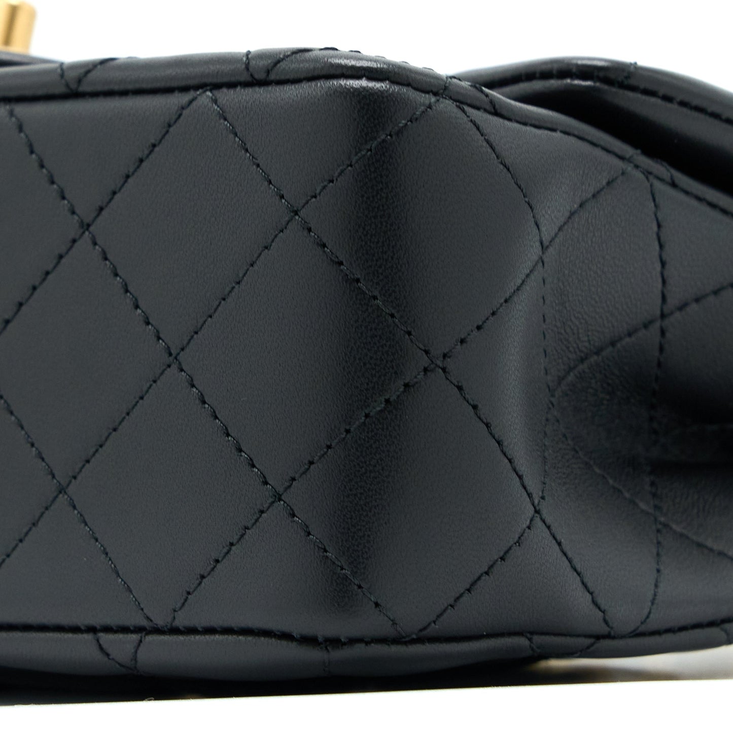 Chanel 23C Pearl Crush Mini Rectangular Flap Bag Lambskin Black Brushed GHW (Microchip)