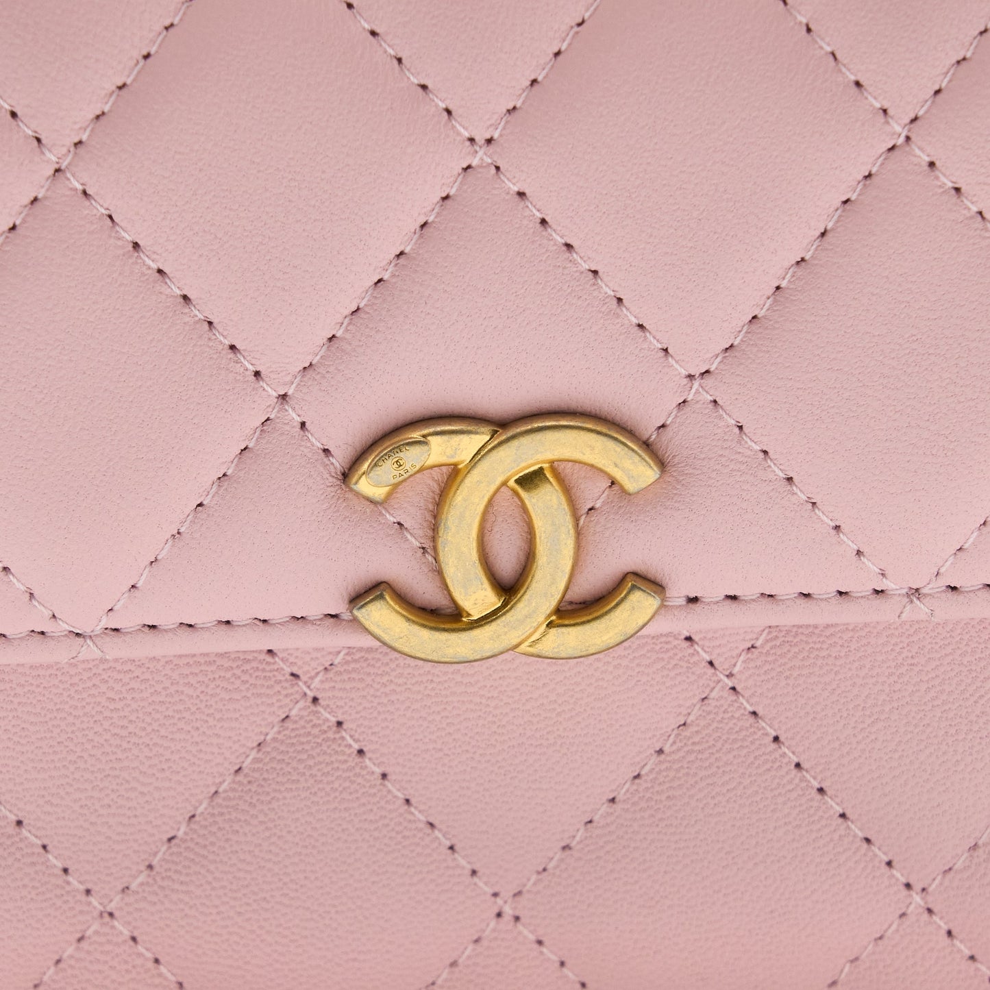 Chanel 22B Mini Flap Bag with Enamel Top Handle Lambskin Pink Brushed GHW