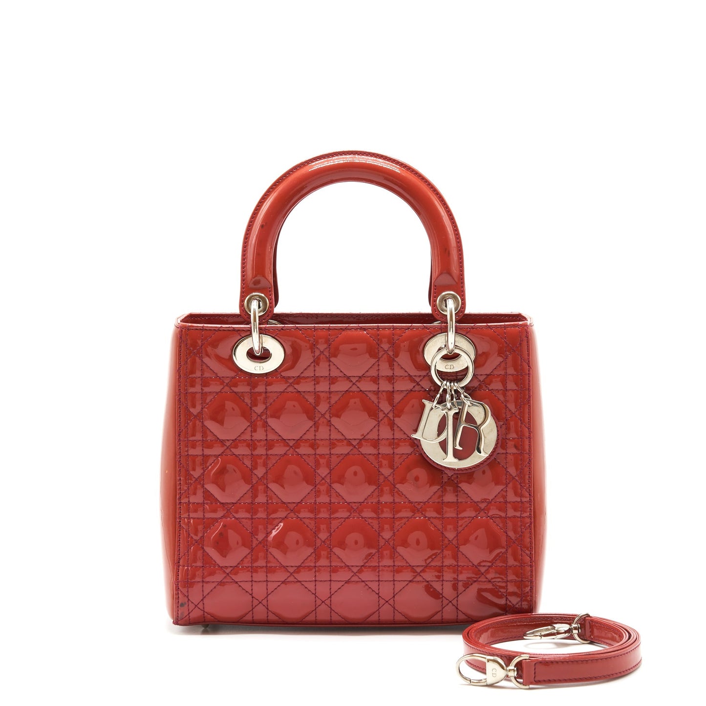Luxury Dior Medium Lady Luxury Dior Patent Coral Pink LGHW