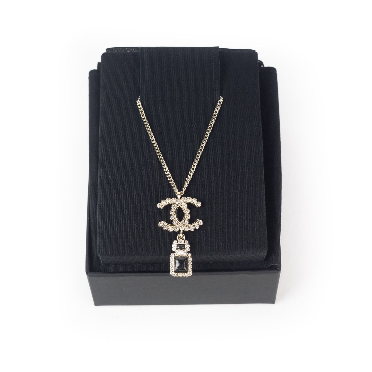 Chanel Gold pearly White Black and Crystal Necklace
