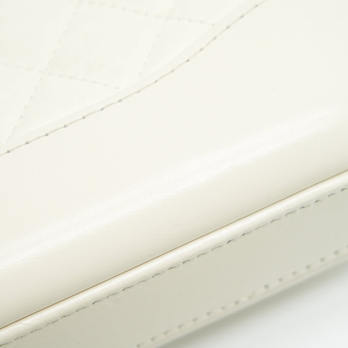 Chanel Gabrielle Clutch On Chain Aged Calfskin White With Silver And Gold Hardware