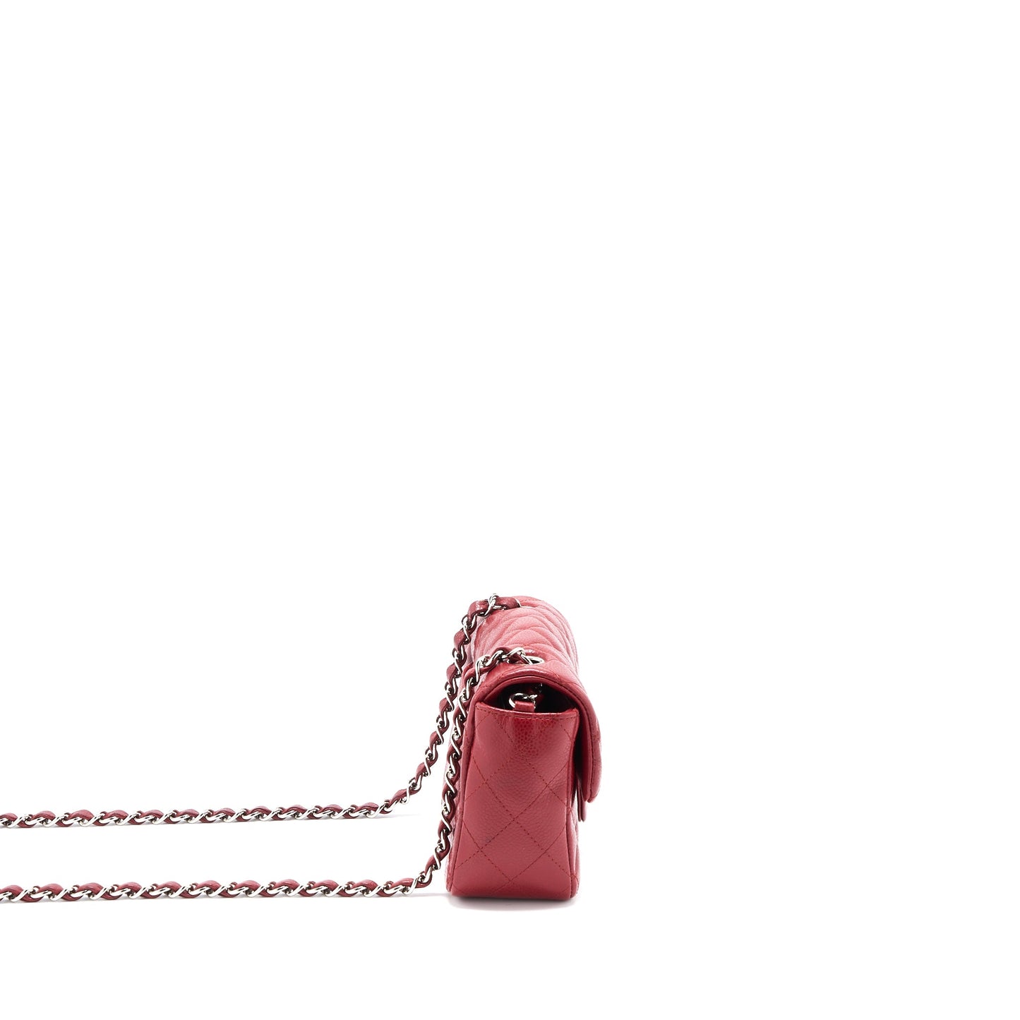 Chanel Mini Rectangular Flap Bag Caviar Red SHW