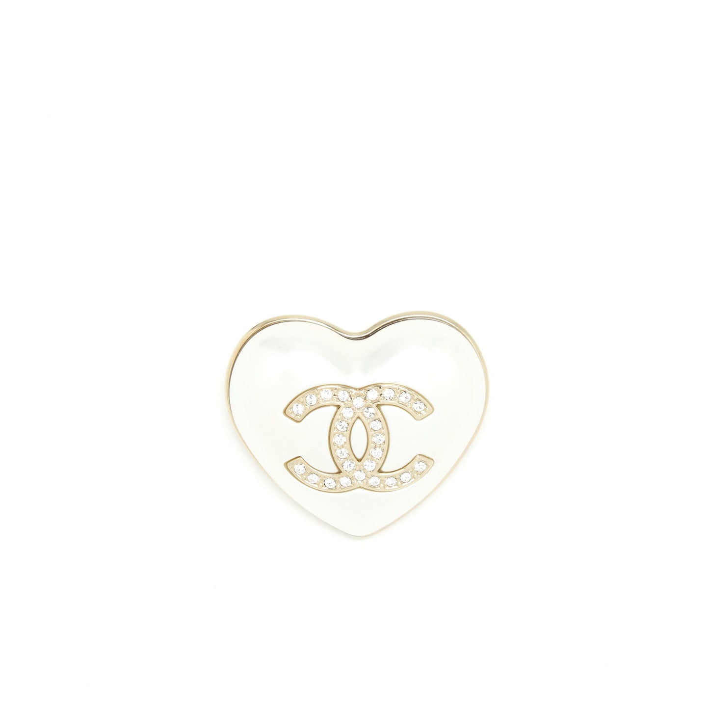 Chanel 21K Ivory Heart Brooch LGHW