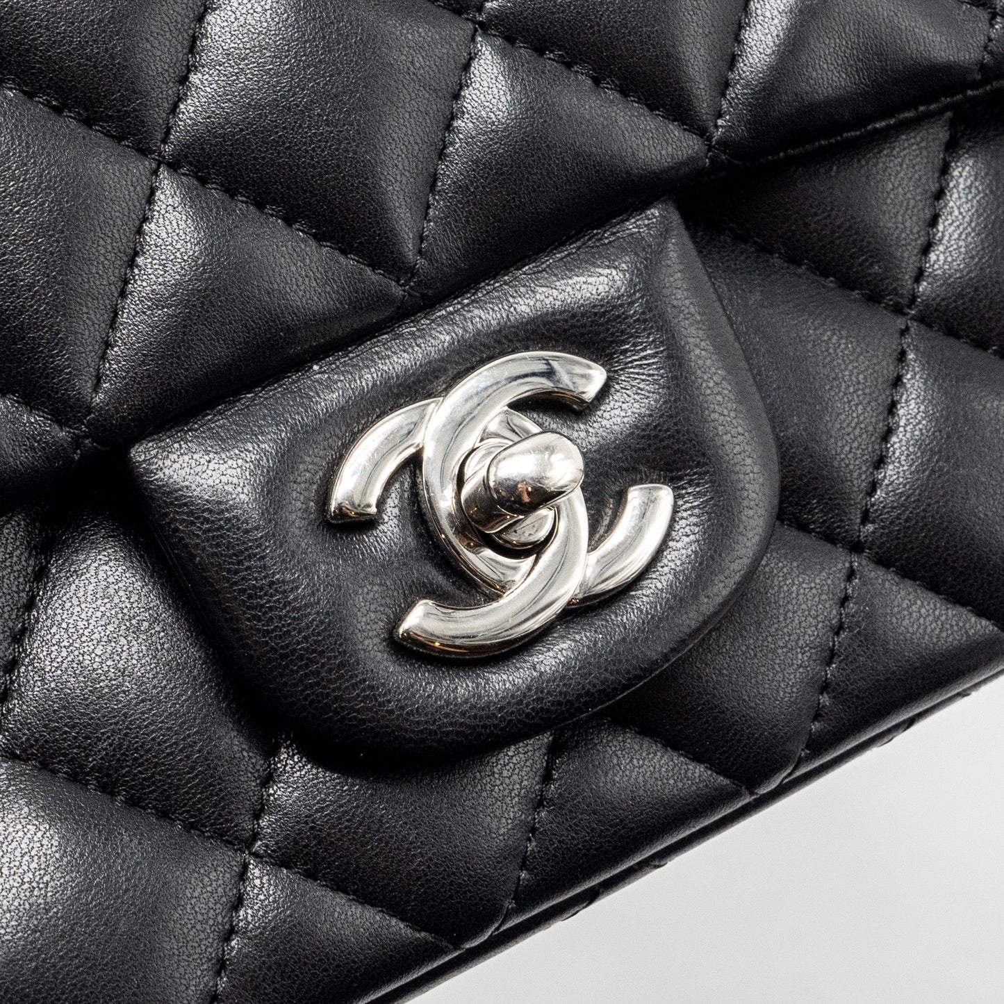 Chanel Mini Rectangular flap bag lambskin black SHW