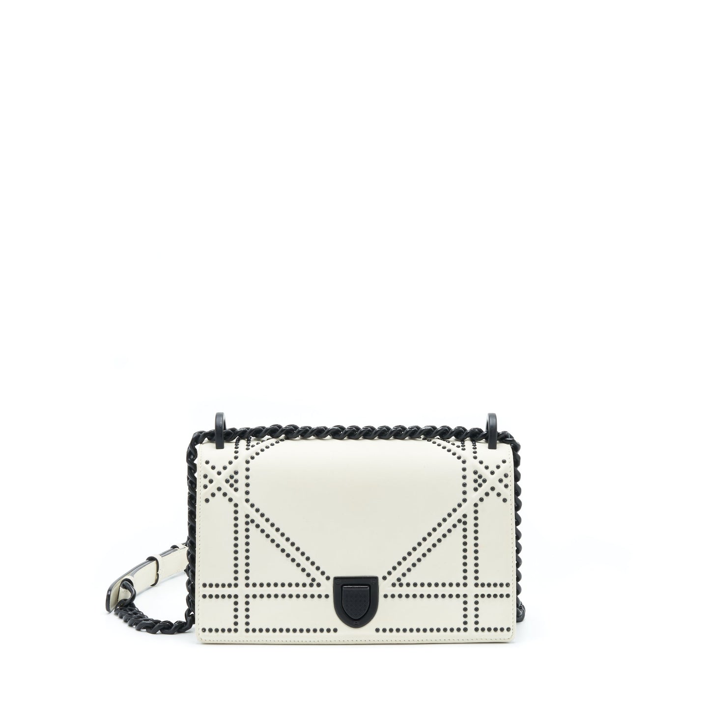 Luxury Dior Small Studded Luxury Diorama White With Black Hardware
