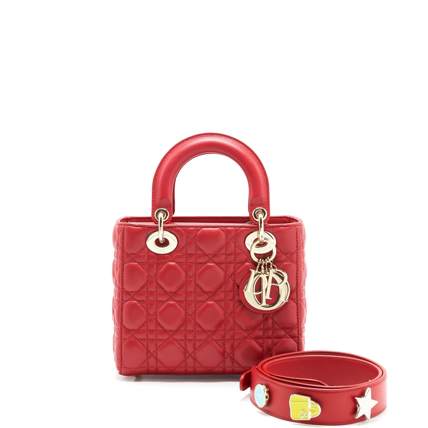 Luxury Dior Small Lady Luxury Dior Lambskin Red LGHW