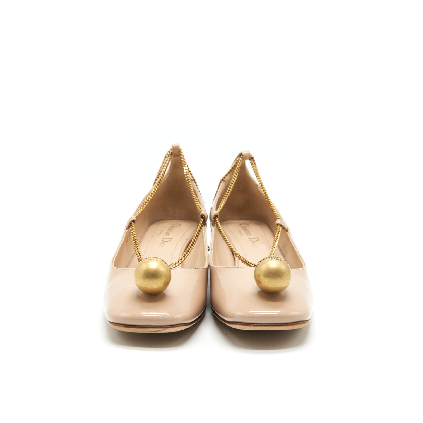 CHRISTIAN Luxury Dior Size 36.5 Patent Leather Pumps In Beige