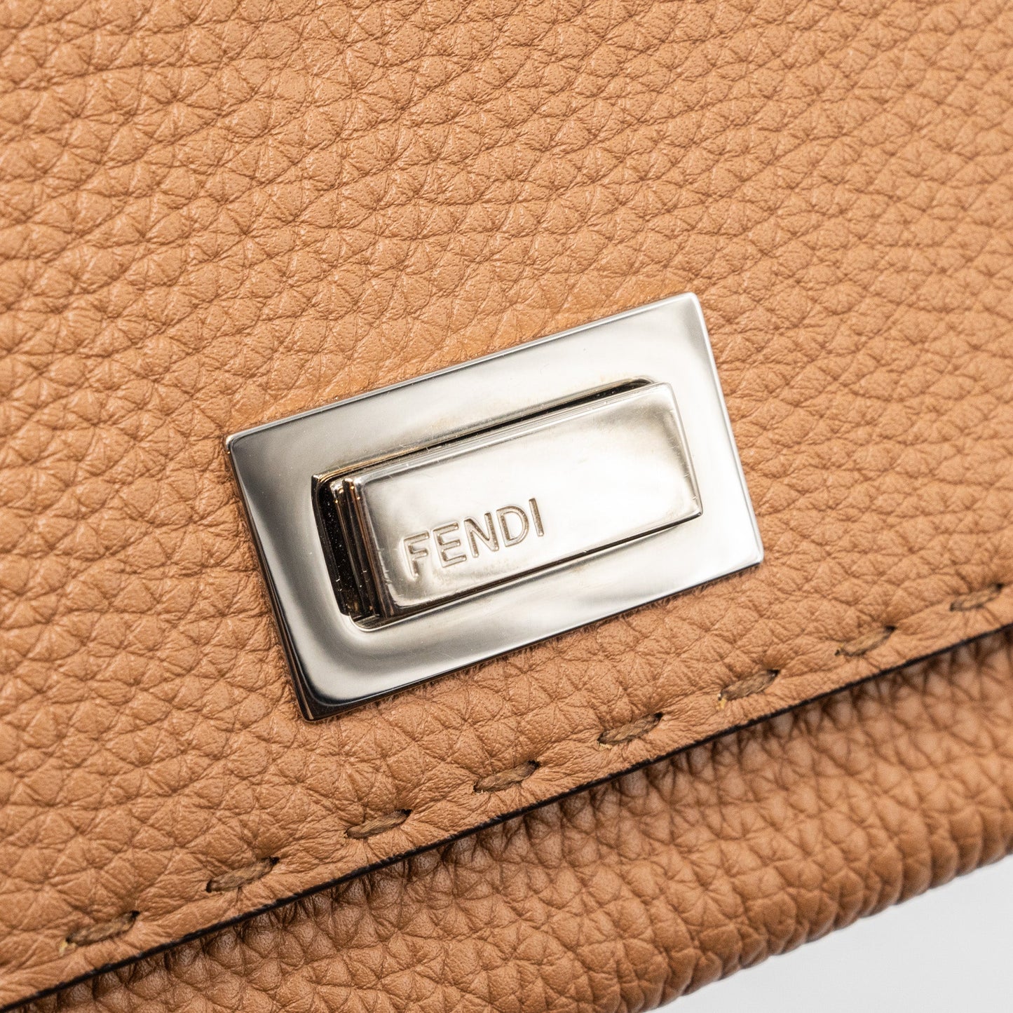 Fendi Peekaboo Continental Wallet With Topstitching Leather Brown SHW